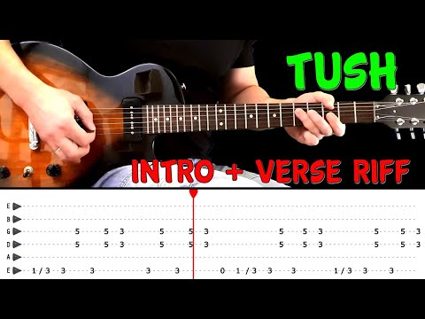 TUSH - Intro + verse riff guitar lesson with tabs (fast & slow) - ZZ Top