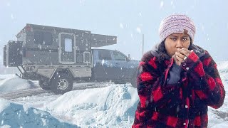 Cozy Winter Camping in a 4x4 Truck Camper