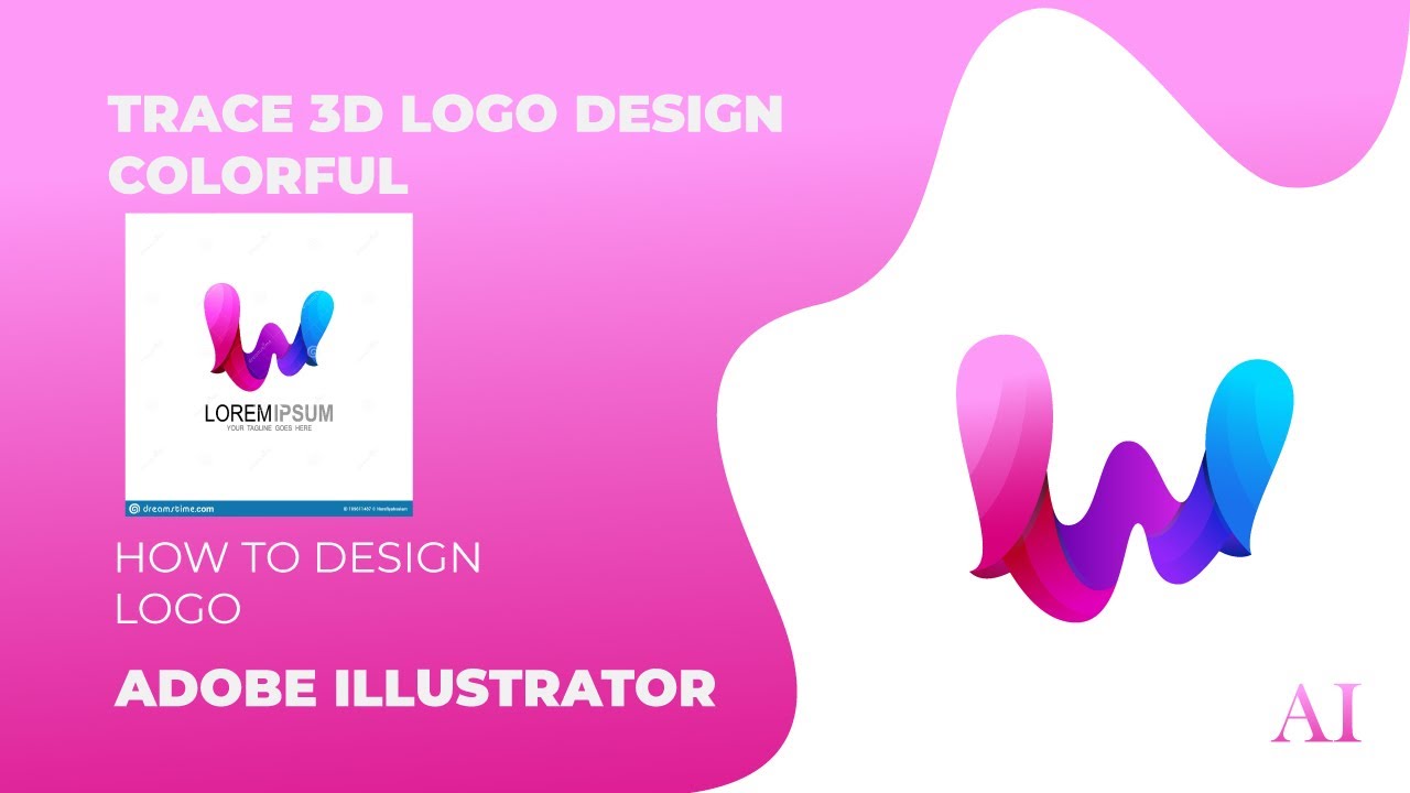 LETTER W LOGO DESIGN COLORFUL ILLUSTRATOR TUTORIAL