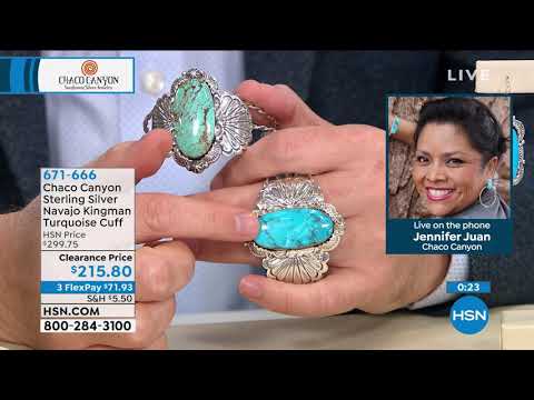 Chaco Canyon Sterling Silver Navajo Kingman Turquoise Cu...