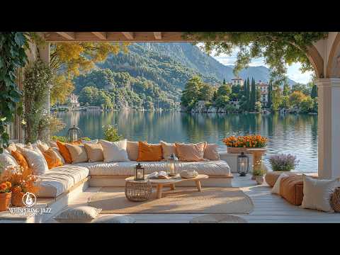 Gentle Lakeside Jazz Ambience | Start Your Day With Fresh Summer Jazz In Tranquil Balcony Cafe