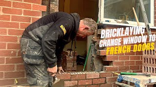 Bricklaying: Remove window put in French doors and brick up door