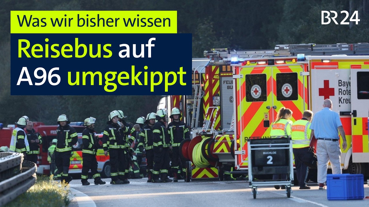 Reisebus auf A96 umgekippt - Was wir bisher wissen | BR24live