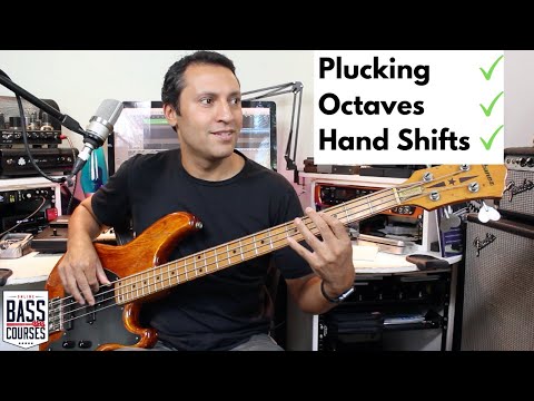 Bass Guitar Plucking Exercise (Plus Fretting, Hand Shifts & Improvising)