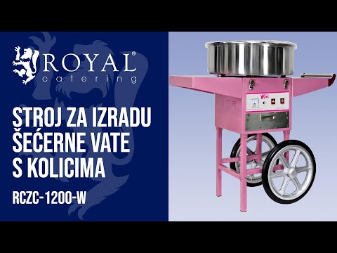 videozapis - Stroj za izradu šećerne vate s kolicima - 52 cm