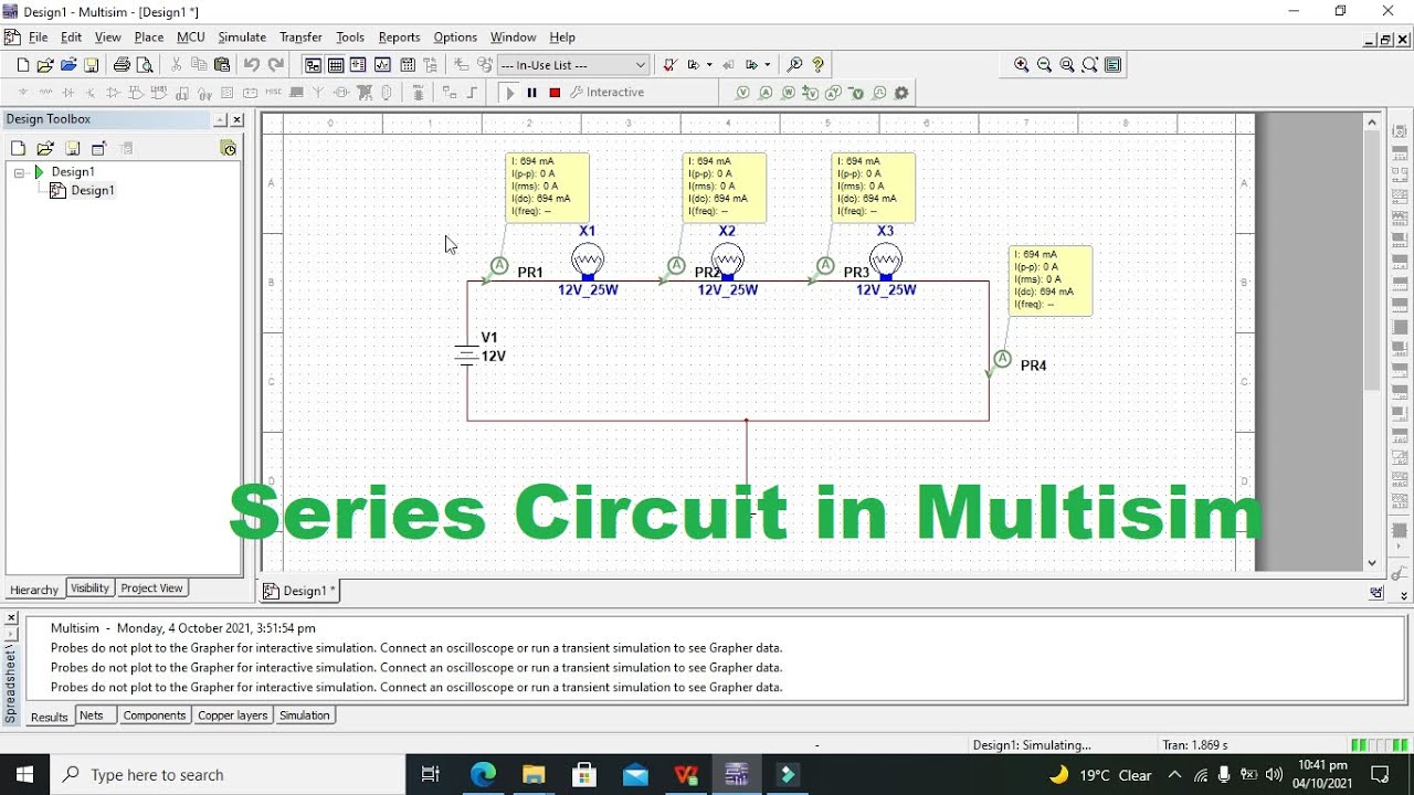 series circuit in multisim | simulation of series circuit in multisim