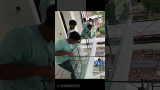 งานติดตั้งกระจกราวกันตก