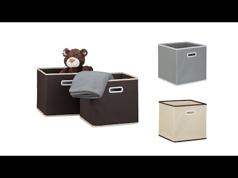 Boîte de rangement pliable lot de 4 Marron - Blanc - Papier - Matière plastique - Textile - 30 x 30 x 30 cm