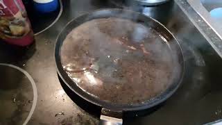 How to quickly clean your cast iron skillet, after making a burger