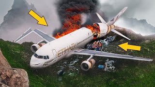 Airbus A320 Hard Emergency Landing and Crash on the Stones