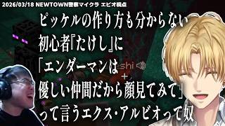 ピッケルの作り方も分からない初心者『たけし』に「エンダーマンは優しい仲間だから顔見てみて」って言うエクス・アルビオって奴【エクスアルビオ/WinRed/にじさんじ/切り抜き/NEWTOWN】