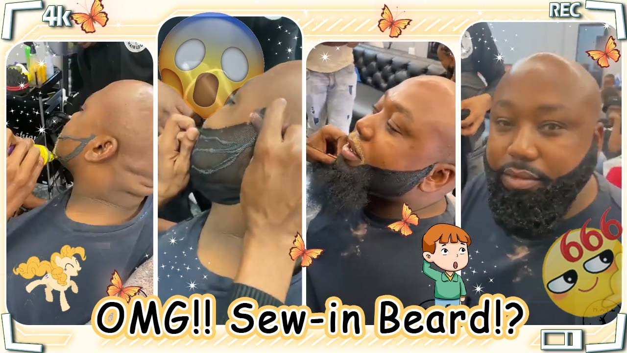 😳Apply A Fake Beard!? Tutorial Sew-in Weave Beard For Blackmen #ELFINHAIR