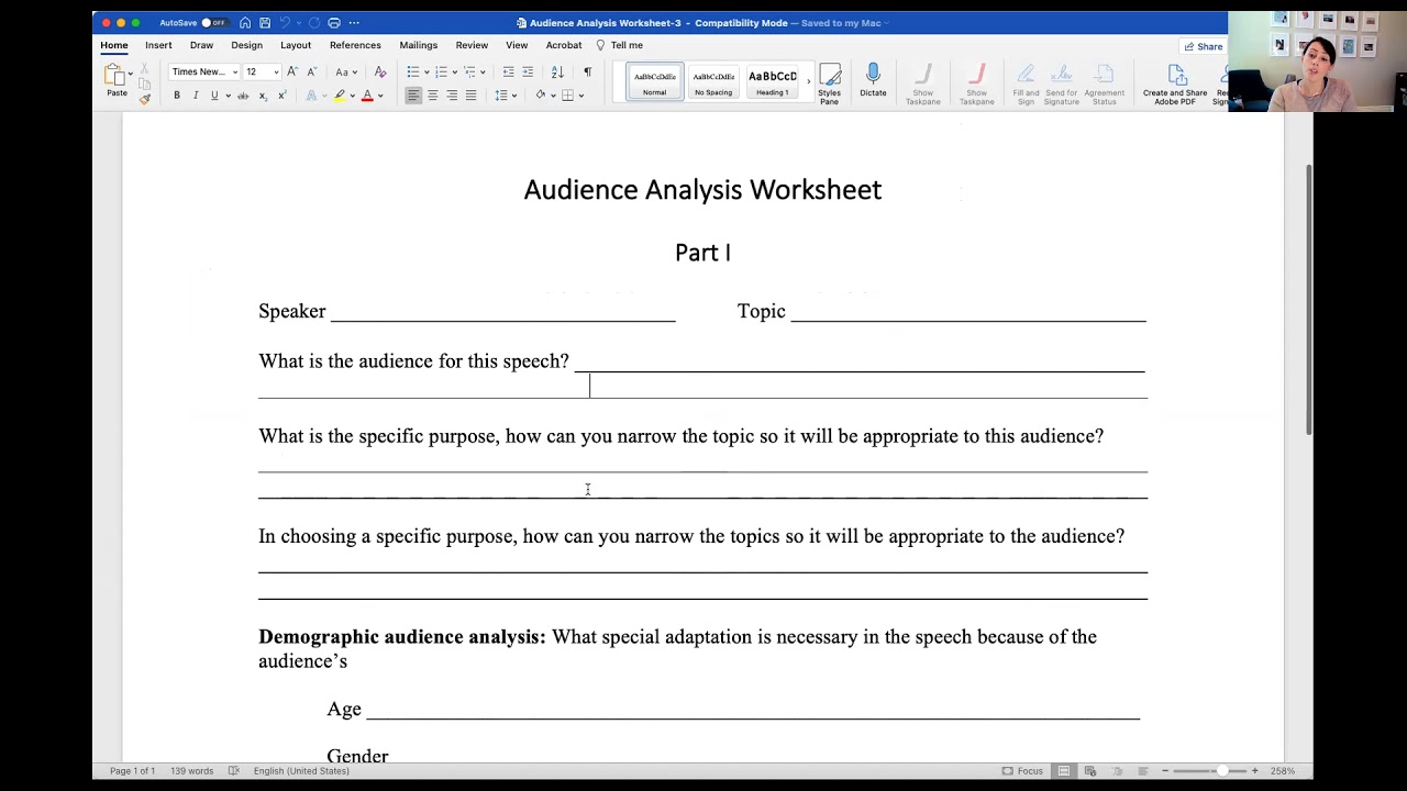 Step 1: Audience Analysis Worksheet