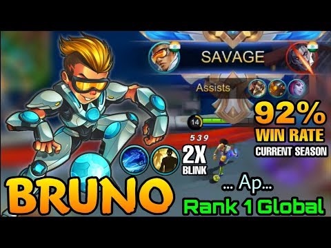 SAVAGE!! 2x Blink META Bruno 92% Win Rate S15 - Top 1 Global Bruno ... Ap... - Mobile Legends
