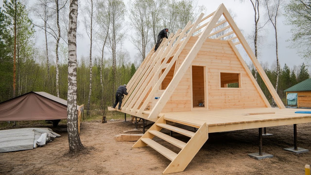 Man Builds Cozy Off-Grid A-Frame Cabin in the Alaska Wilderness |  @norsetoalaska