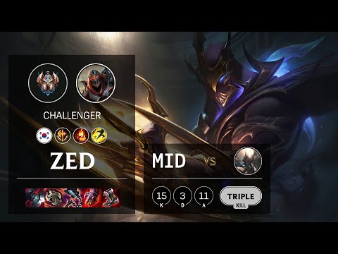Zed Mid vs Pantheon - KR Challenger Patch 10.25b