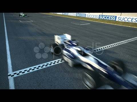 F1 Racecars Crossing Finishing Line - Static Cam. Stock Footage