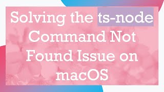 Solving the ts-node Command Not Found Issue on macOS