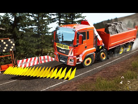 Cars Trucks vs Spikes #12 | BeamNG.DRIVE