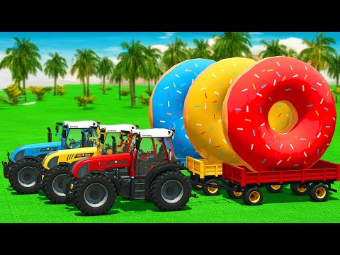 LOAD AND TRANSPORT GIANT DONUTS WITH RIGITRAC TRACTORS - Farming Simulator 25