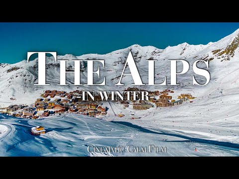 Alps 4K Flying Over in Winter - Scenic Relaxation with Calm Music - Cinematic 4K Video