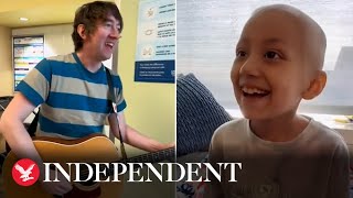 Plain White T&#39;s singer performs Hey There Delilah for young cancer patient with same name