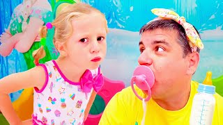 Download lagu Nastya en tant que nounou pour papa lui apprend les règles de conduite mp3