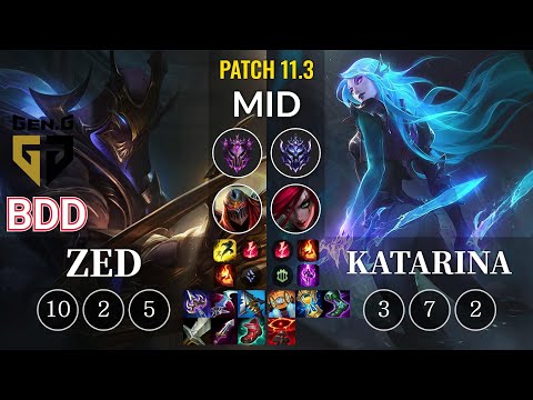 GEN Bdd Zed vs Katarina Mid - KR Patch 11.3