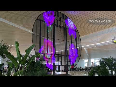 Round creative giant transparent led screen for airport
