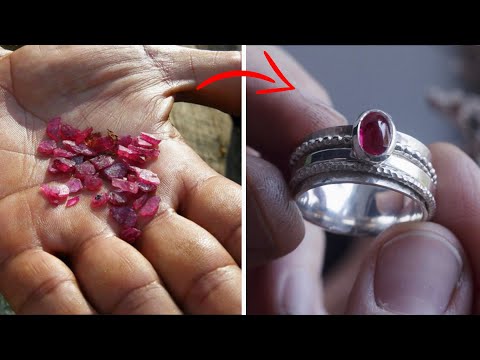 Custom Pink Ruby Jewelry - Handmade Vintage Gold Ring With Ruby Stone