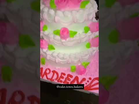 fardeen name for birthday yum cake | pink and white colour cake | #shorts #cake