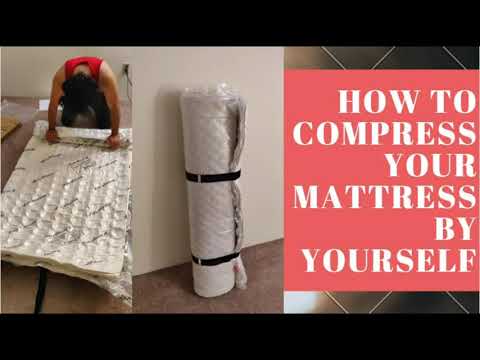 Part of a video titled How to compress a spring mattress at home - YouTube