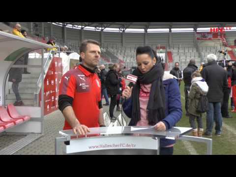 24,Spieltag: Interviews nach dem Spiel Hallescher FC - SG Sonnenhof Großaspach