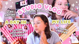 STUDIO VLOG 🌸 day in my life as a full time business owner 📦 packing orders, vlog editing & more!