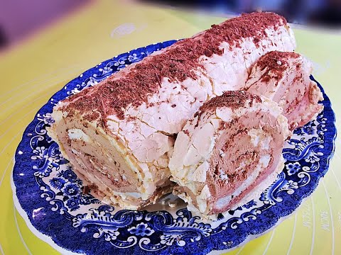 Rulada cu bezea si crema de ciocolata #604
