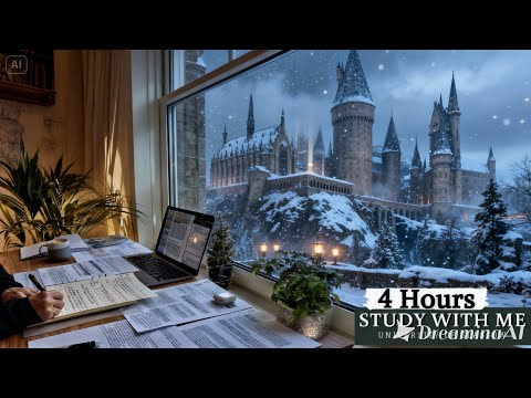 4 HOUR STUDY WITH ME | Background noise, Rain Sounds, 10-min break, No Music
