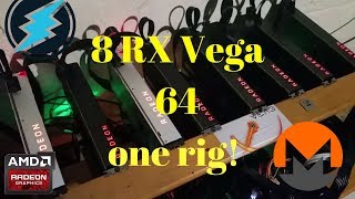 8 RX Vega 64 Mining Rig 15.4Kh/s+ @ 1415W Moded Registry