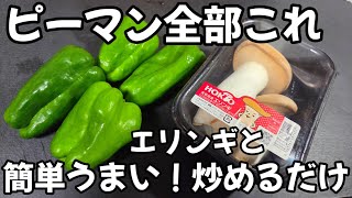 秒で消える！ピーマンとエリンギ炒めるだけ！簡単めっちゃうまい おつまみ 作り置き おかずレシピ  お弁当 副菜 健康 常備野菜 ダイエット ヘルシー きのこ料理 
