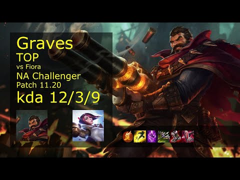 Graves Top vs Fiora - NA Challenger 12/3/9 Patch 11.20 Gameplay