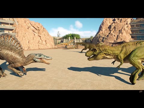100 dinosaurs ALL LARGE CARNIVORES BATTLE ROYALE - Jurassic World Evolution 2