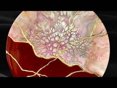 (105)“Kintsugi” Style Bloom Technique/Easy! No acrylic skin/How to embellish failed part/Fluid Art