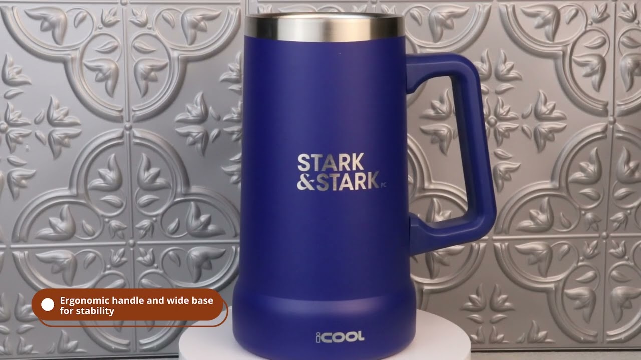 iCOOL® Breckenridge 24 oz. Double Wall Stainless Steel Beer Stein - Logomark