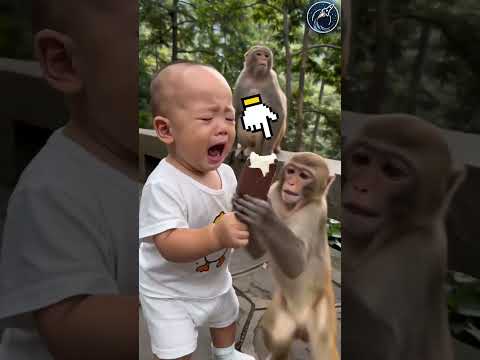 Monkey took ice cream from the boy | But then his mom return it 😱🫡 #respect #shorts #ytshorts