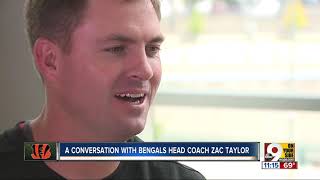 Bengals coach Zac Taylor talks family and football with WCPO Anchor Tanya O'Rourke video