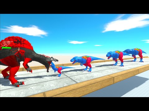 BATTLE 4 SIZE of SUPERMAN T-Rex - Animal Revolt Battle Simulator ARBS