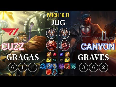 T1 Cuzz Gragas vs DWG Canyon Graves Jungle - KR Patch 10.17