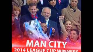 Funny! Nasri reaction to Kompany breaking the Capital One Cup trophy
