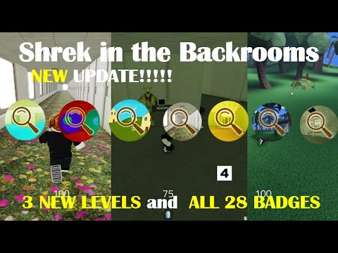 Roblox | Shrek in the Backrooms ALL 28 BADGES Walkthrough | 3 NEW LEVELS