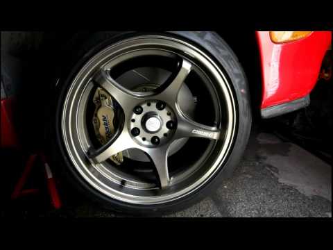 greddy front 6 piston brakes install on the RX7 FD