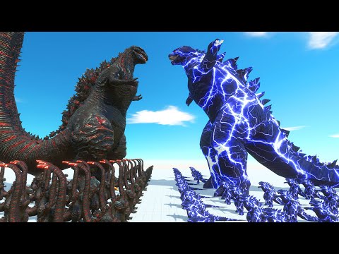 SHIN GODZILLA DEATH RUN - GODZILLA 2014 LIGHTNING KING - SUPER HERO - Animal Revolt Battle Simulator